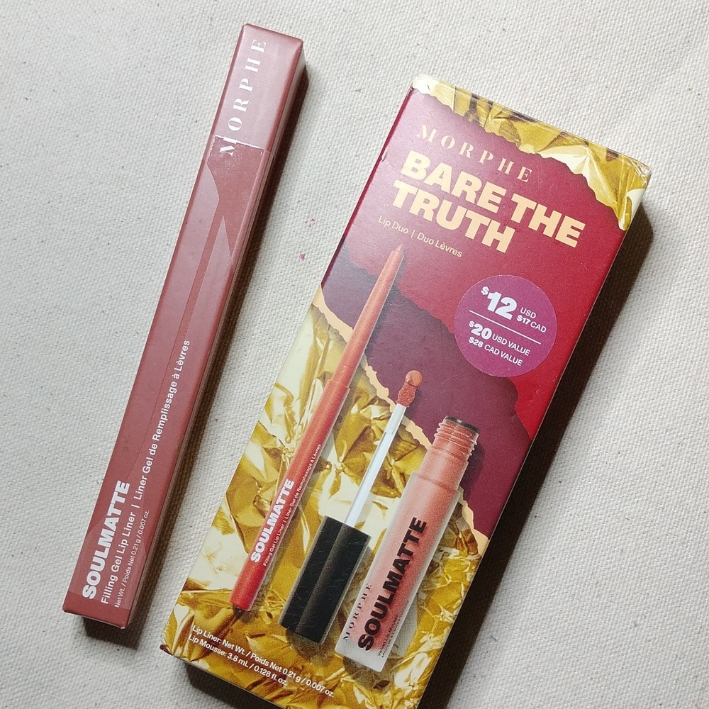 Morphe lip duo (bare the truth) and lip liner (wifey)